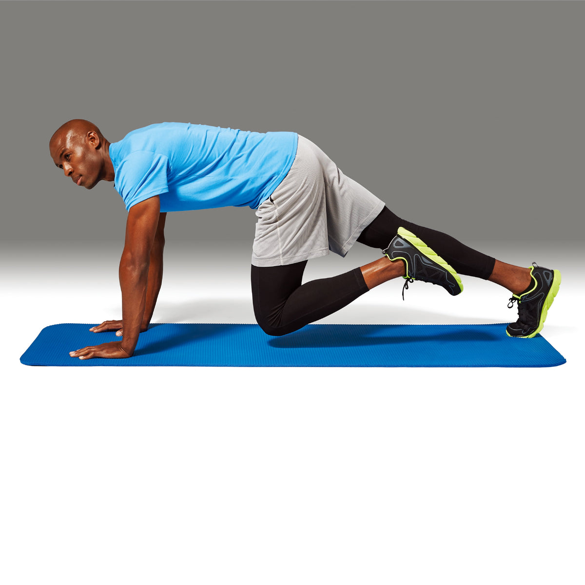 Two Tone Fitness Mat, 72 in X 24 in X 10 Mm, Blue, NBR Foam, Carry Strap Included