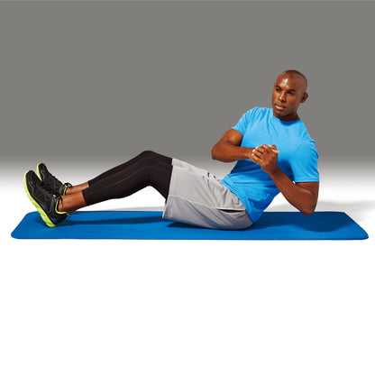 Two Tone Fitness Mat, 72 in X 24 in X 10 Mm, Blue, NBR Foam, Carry Strap Included
