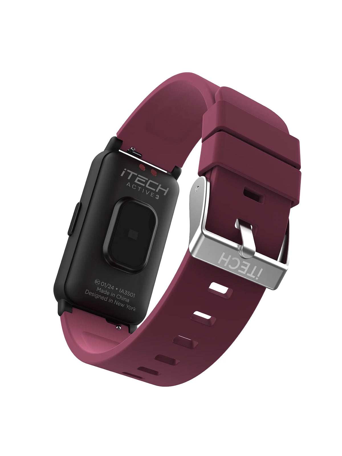 Active 3 Unisex Adult Smartwatch Fitness Tracker, Merlot, Silicone Strap