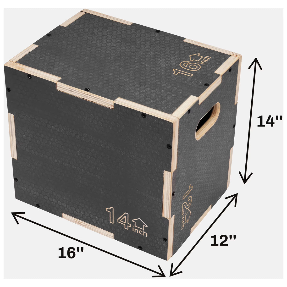 16" X 14" X 12" Plyo Box Non-Slip Jump Platform, Gray