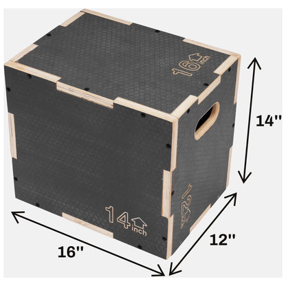 16" X 14" X 12" Plyo Box Non-Slip Jump Platform, Gray