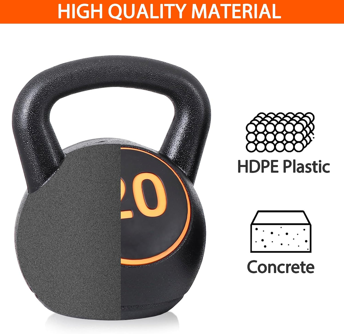 Kettlebell Sets 4 Piece Strength Training Kettlebells Weight Set 5Lb, 10Lb, 15Lb, 20Lb HDPE Coated Concrete Kettle Bell Core Training or Women & Men for Full Body Workout & Exercise Fitness