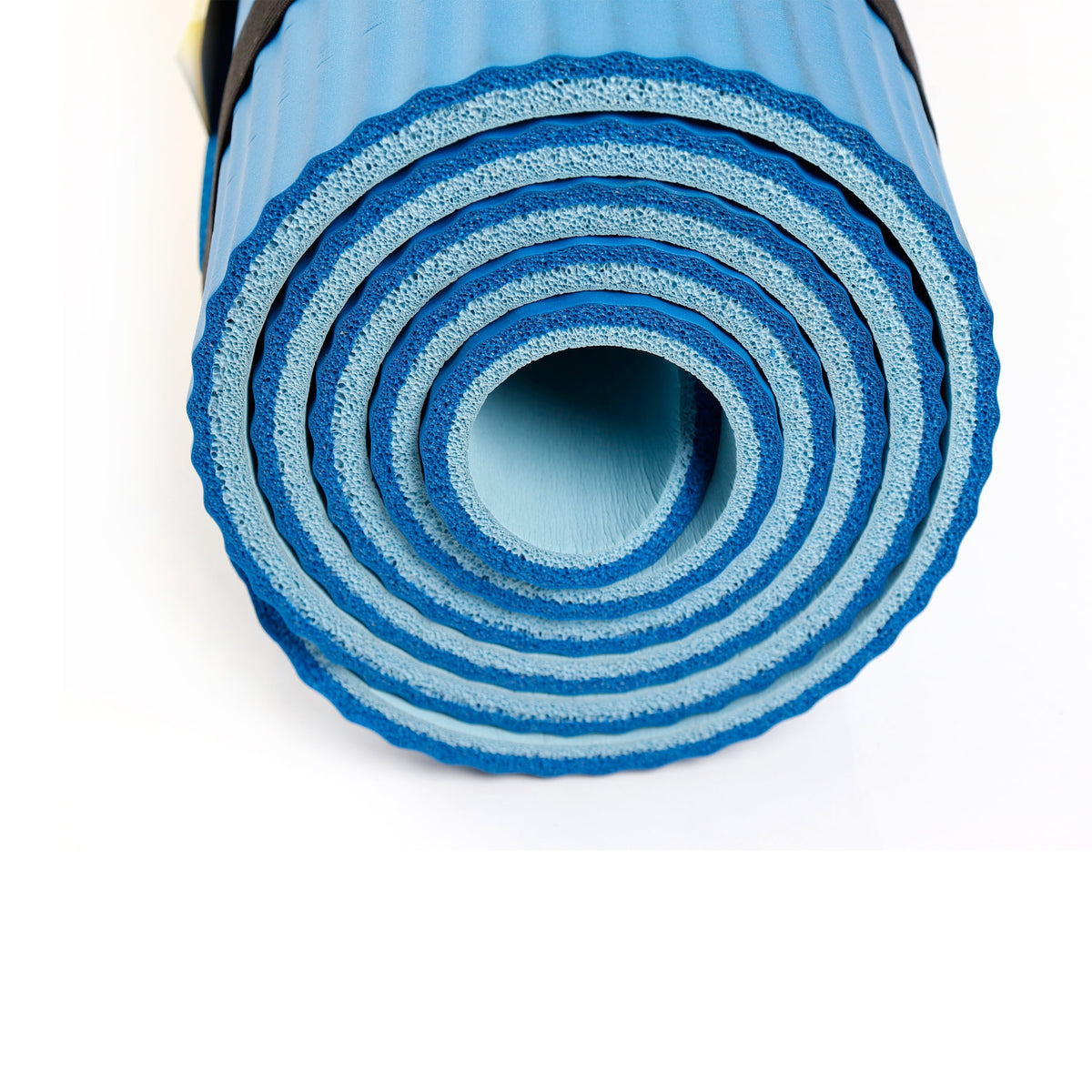 Two Tone Fitness Mat, 72 in X 24 in X 10 Mm, Blue, NBR Foam, Carry Strap Included
