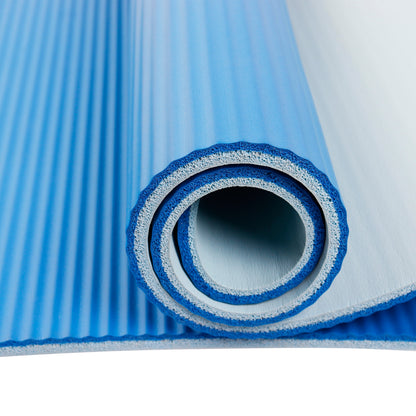 Two Tone Fitness Mat, 72 in X 24 in X 10 Mm, Blue, NBR Foam, Carry Strap Included