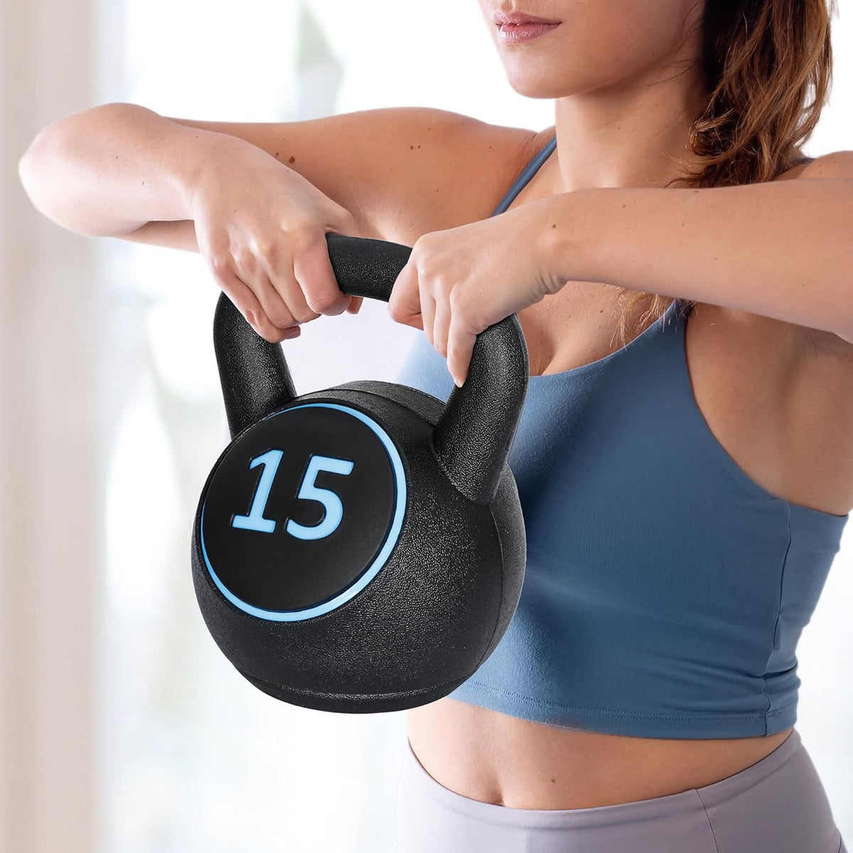 Kettlebell Sets 4 Piece Strength Training Kettlebells Weight Set 5Lb, 10Lb, 15Lb, 20Lb HDPE Coated Concrete Kettle Bell Core Training or Women & Men for Full Body Workout & Exercise Fitness